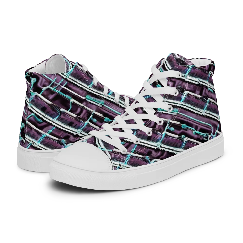 Trendy, Fashionable, Optical Illusion on Women's High Top Canvas Shoes — Left