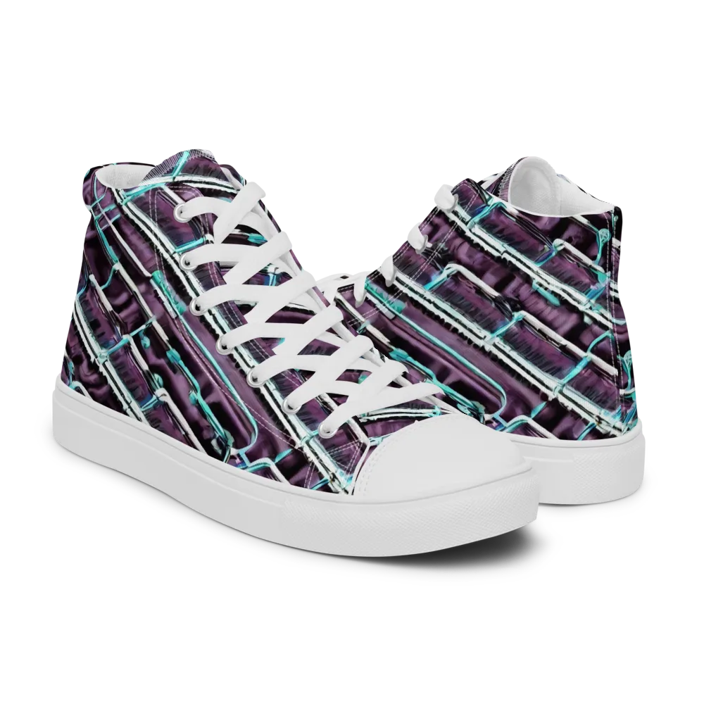 Trendy, Fashionable, Optical Illusion on Women's High Top Canvas Shoes — Right