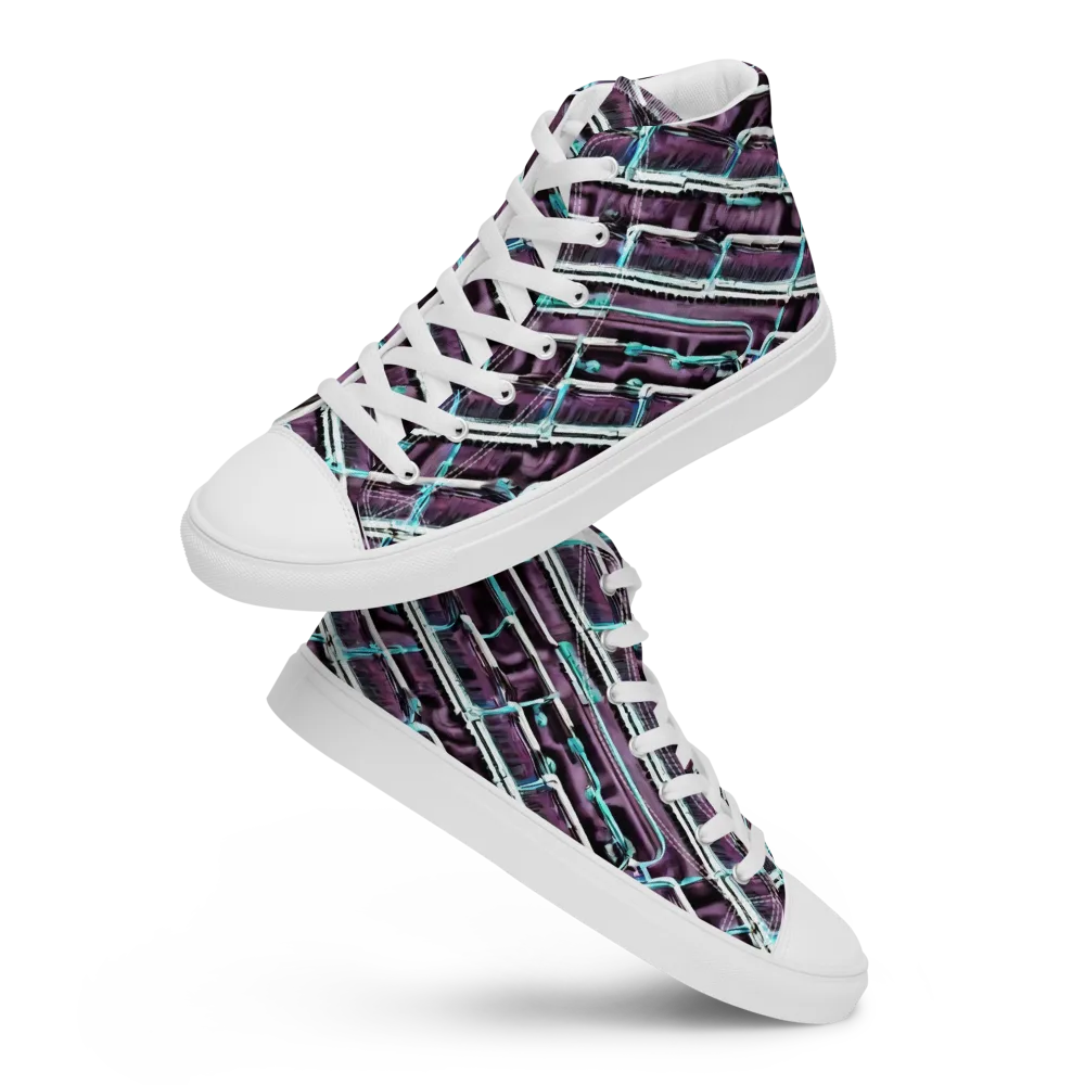 Trendy, Fashionable, Optical Illusion on Women's High Top Canvas Shoes — Front