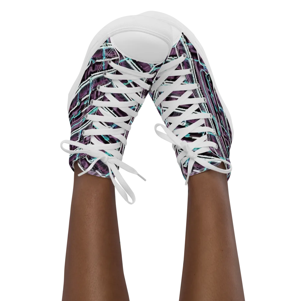 Trendy, Fashionable, Optical Illusion on Women's High Top Canvas Shoes — Front