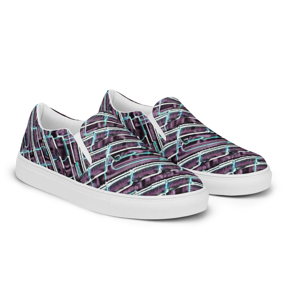 Trendy, Fashionable, Optical Illusion on Men's Slip-On Canvas Shoes — Right Front