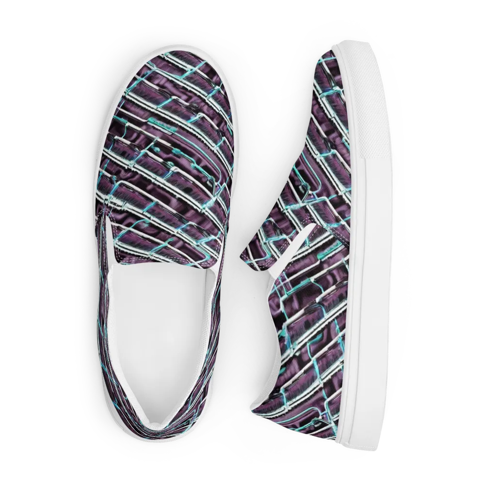 Trendy, Fashionable, Optical Illusion on Men's Slip-On Canvas Shoes — Front