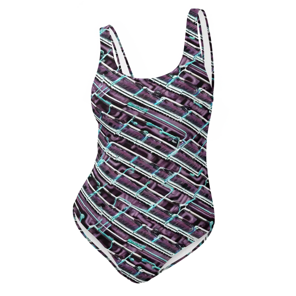 Trendy, Fashionable, Optical Illusion on One-Piece Swimsuit — Front