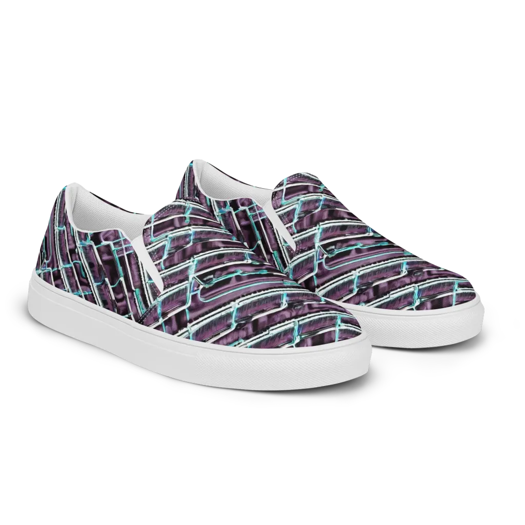 Trendy, Fashionable, Optical Illusion on Women's Slip-On Canvas Shoes — Right Front