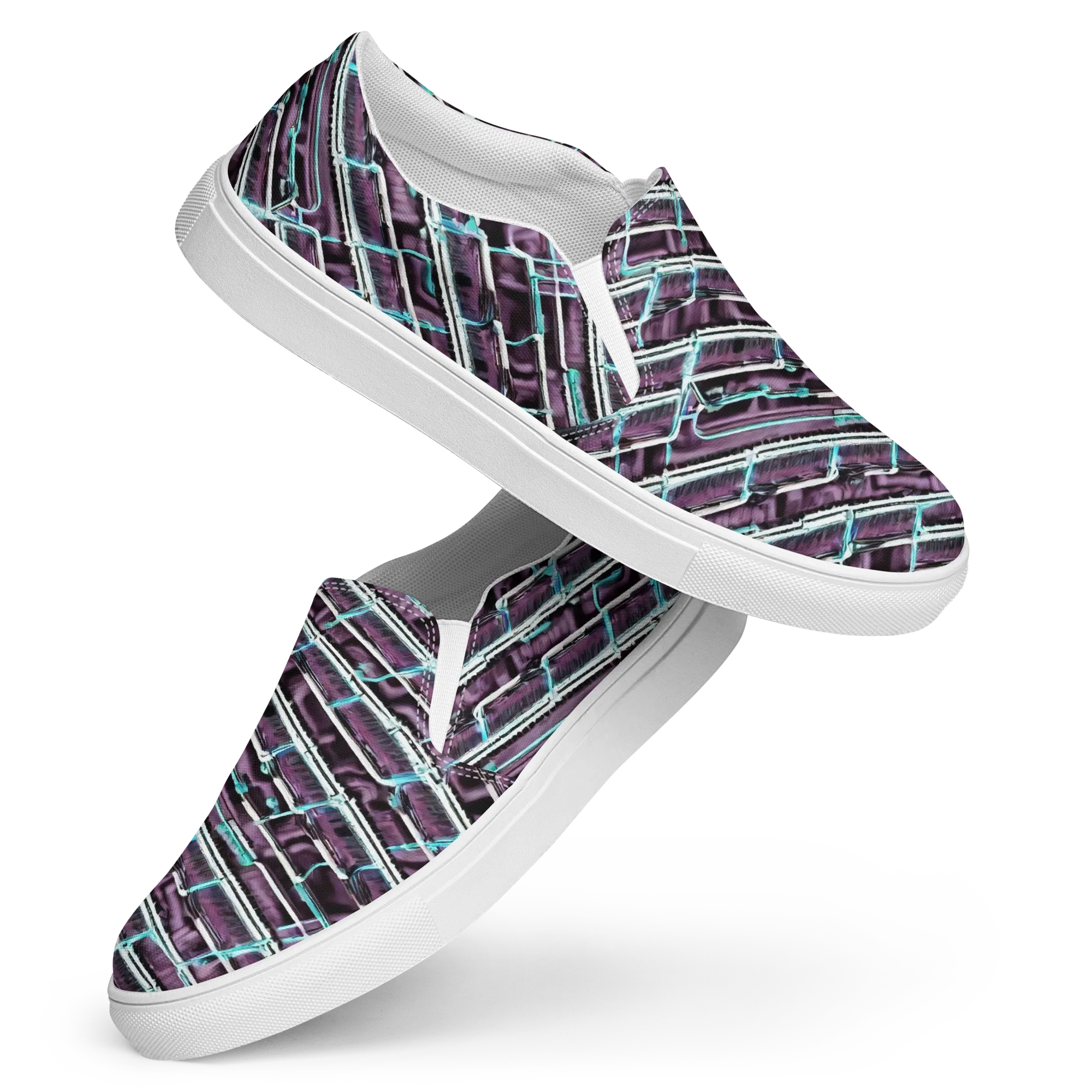 Trendy, Fashionable, Optical Illusion on Women's Slip-On Canvas Shoes — Front