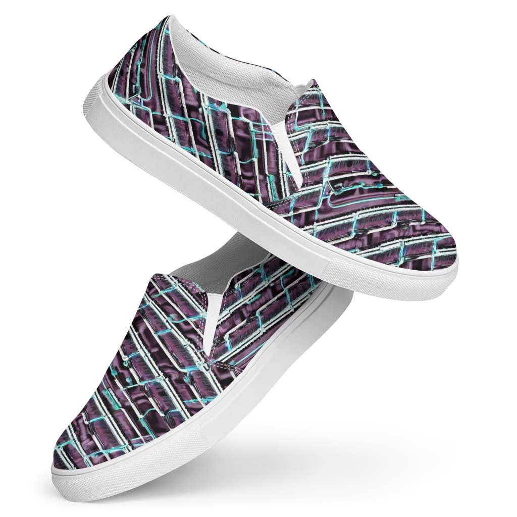 Trendy, Fashionable, Optical Illusion on Women's Slip-On Canvas Shoes — Front
