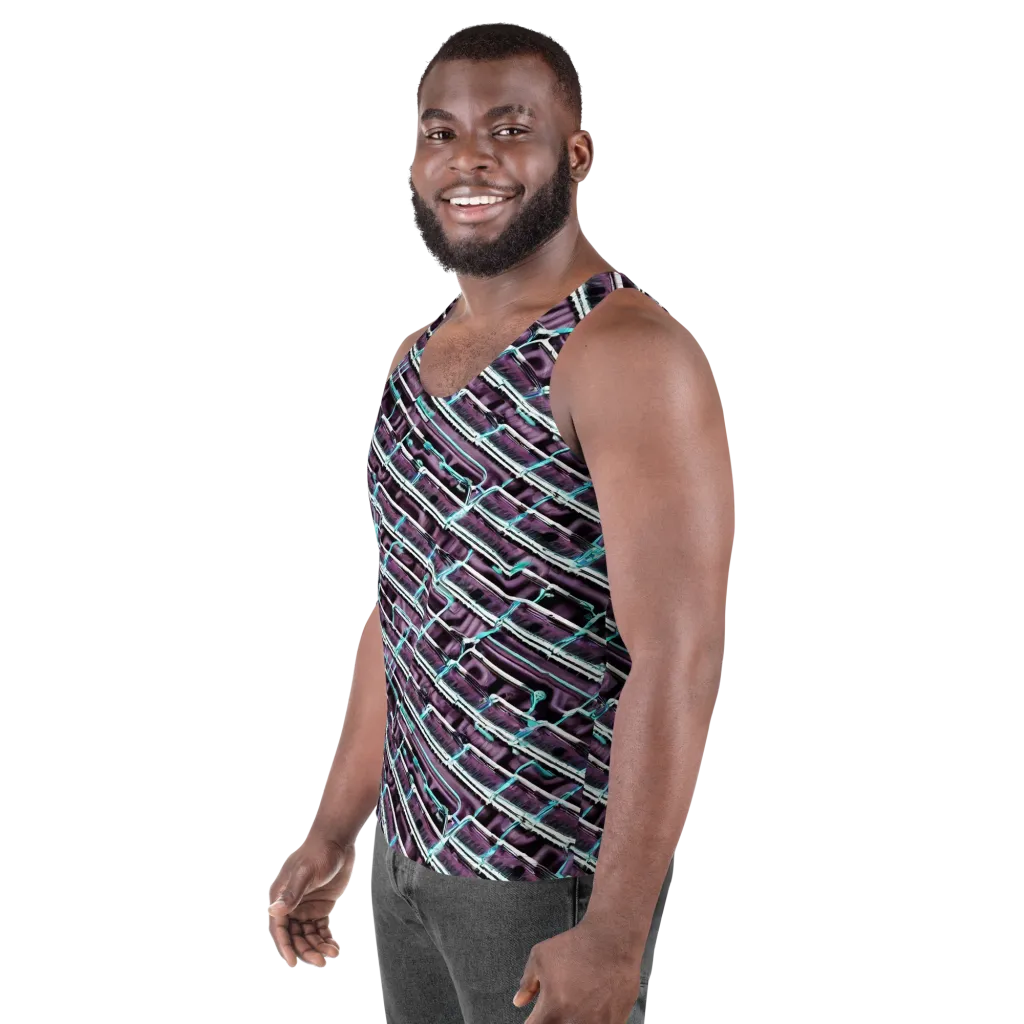 Trendy, Fashionable, Optical Illusion on Men's Tank Top — Left Front