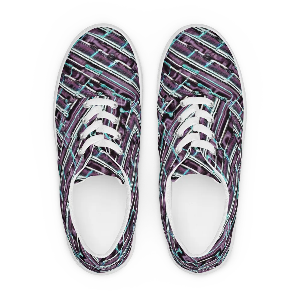 Trendy, Fashionable, Optical Illusion on Men's Lace-Up Canvas Shoes — Front