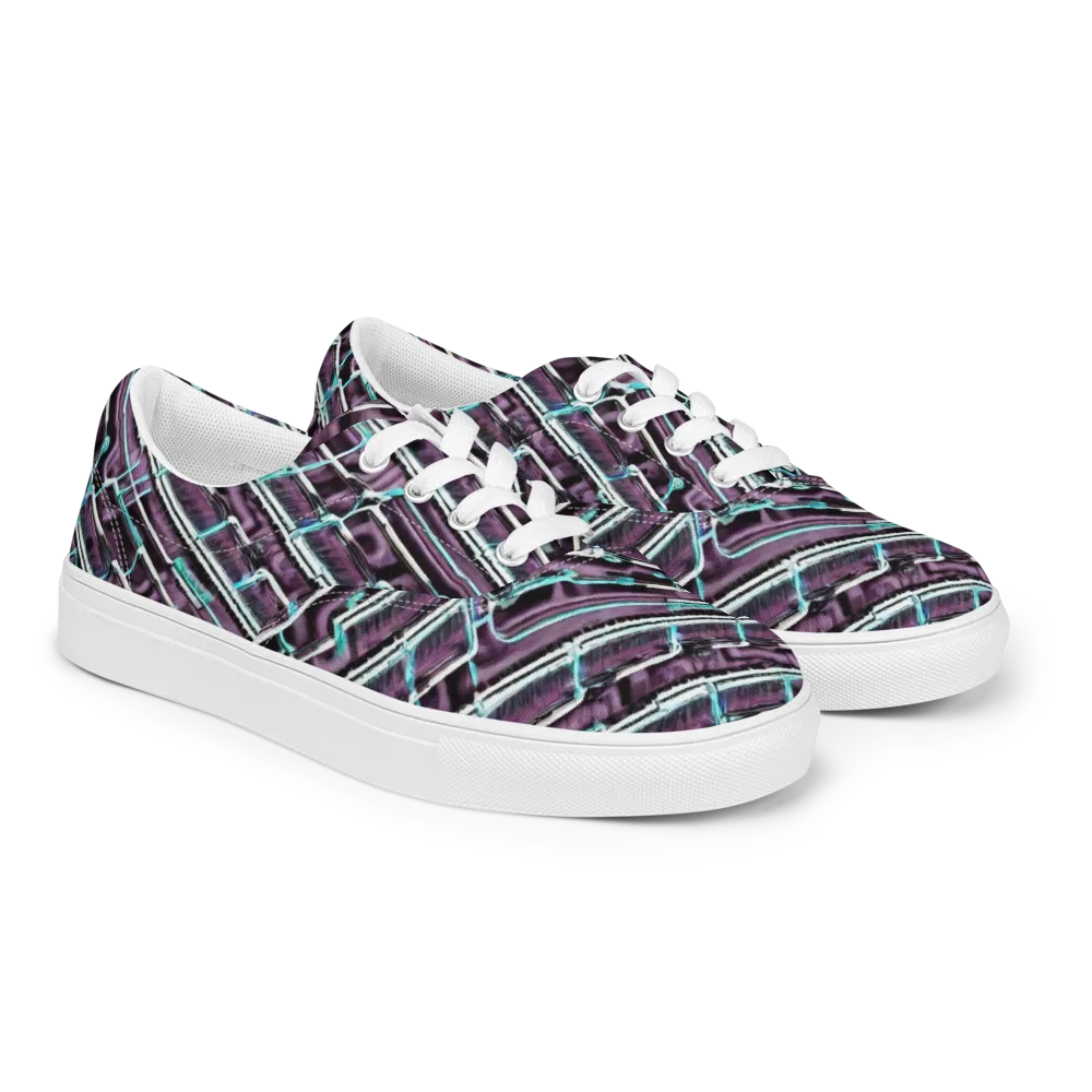 Trendy, Fashionable, Optical Illusion on Men's Lace-Up Canvas Shoes — Right Front