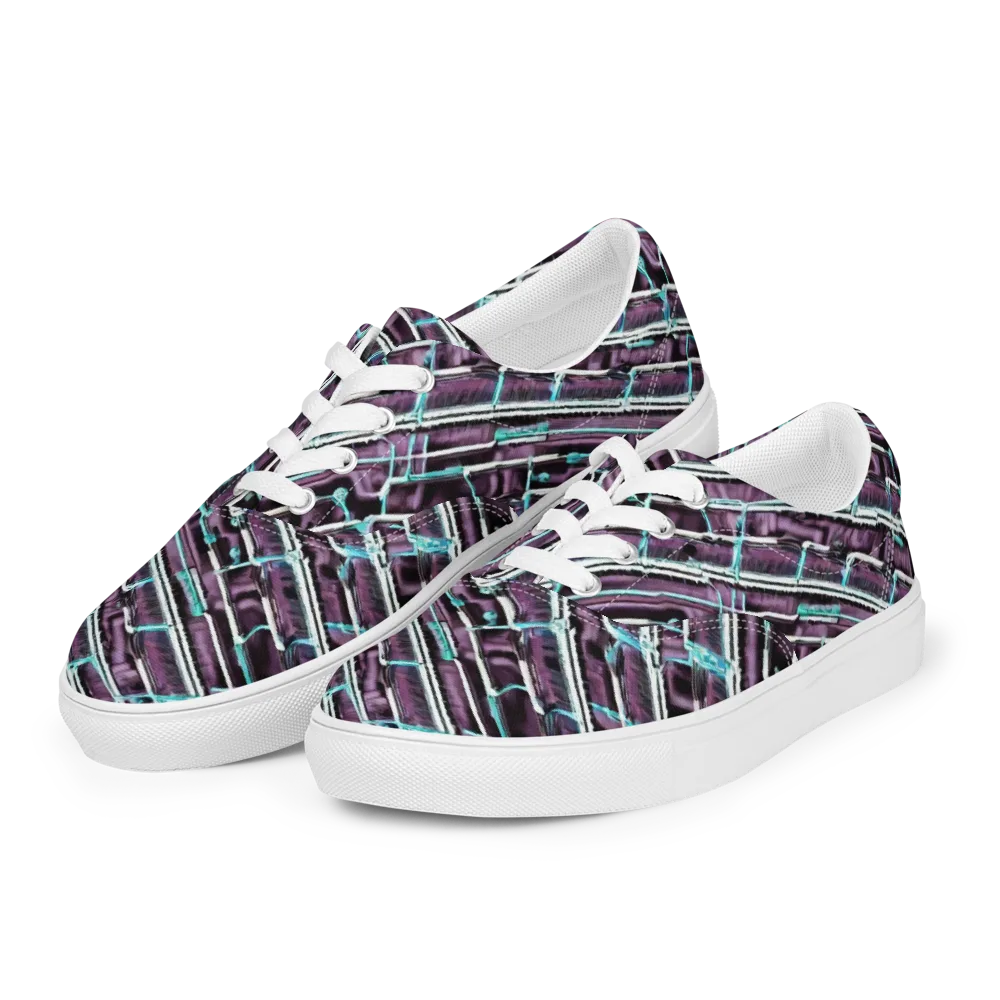 Trendy, Fashionable, Optical Illusion on Men's Lace-Up Canvas Shoes — Left Front