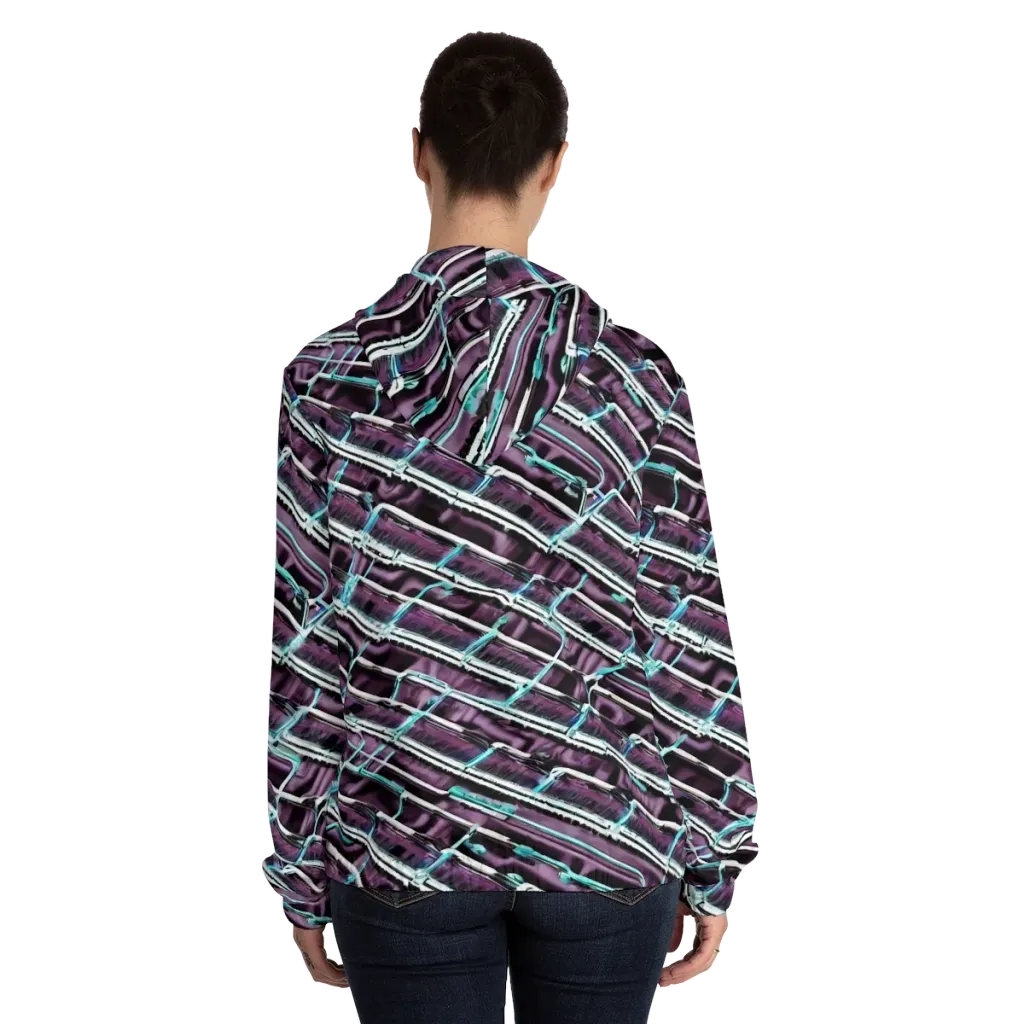 Trendy, Fashionable, Optical Illusion on Women's Full-Zip Hoodie — Back On Person