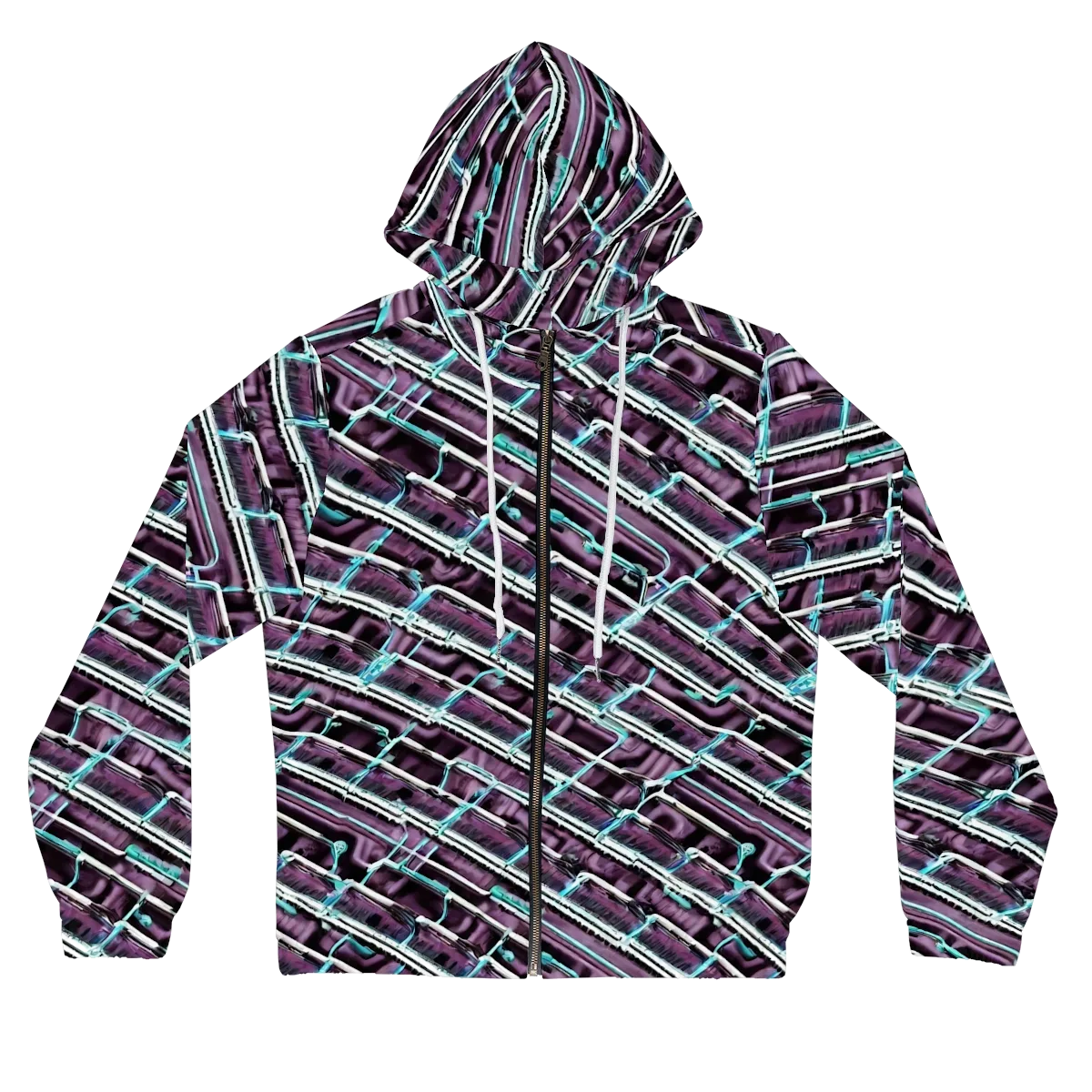 Trendy, Fashionable, Optical Illusion on Women's Full-Zip Hoodie — Front