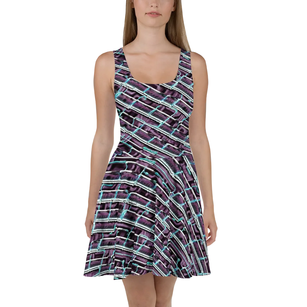 Trendy, Fashionable, Optical Illusion on Skater Dress — Front