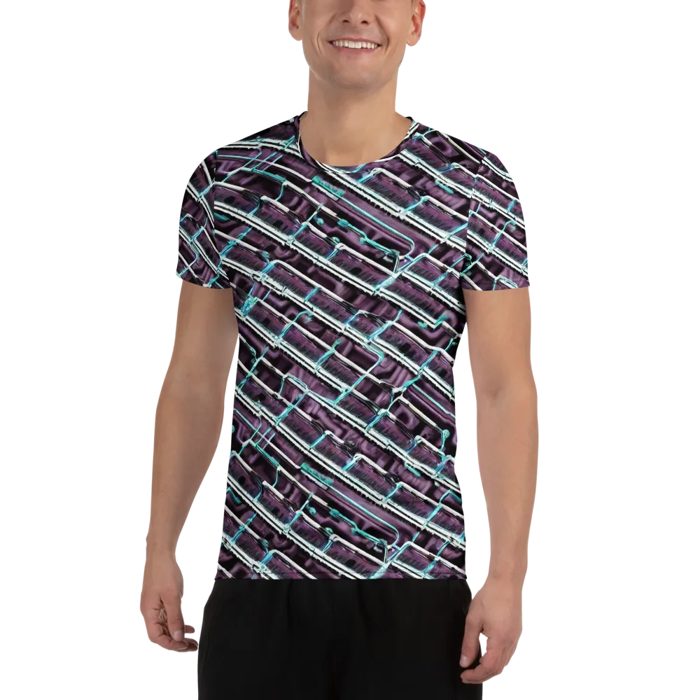 Trendy, Fashionable, Optical Illusion on Men's Athletic T-Shirt — Front