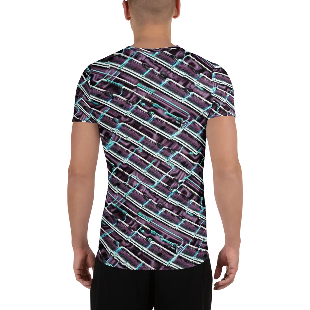 Trendy, Fashionable, Optical Illusion on Men's Athletic T-Shirt — Back