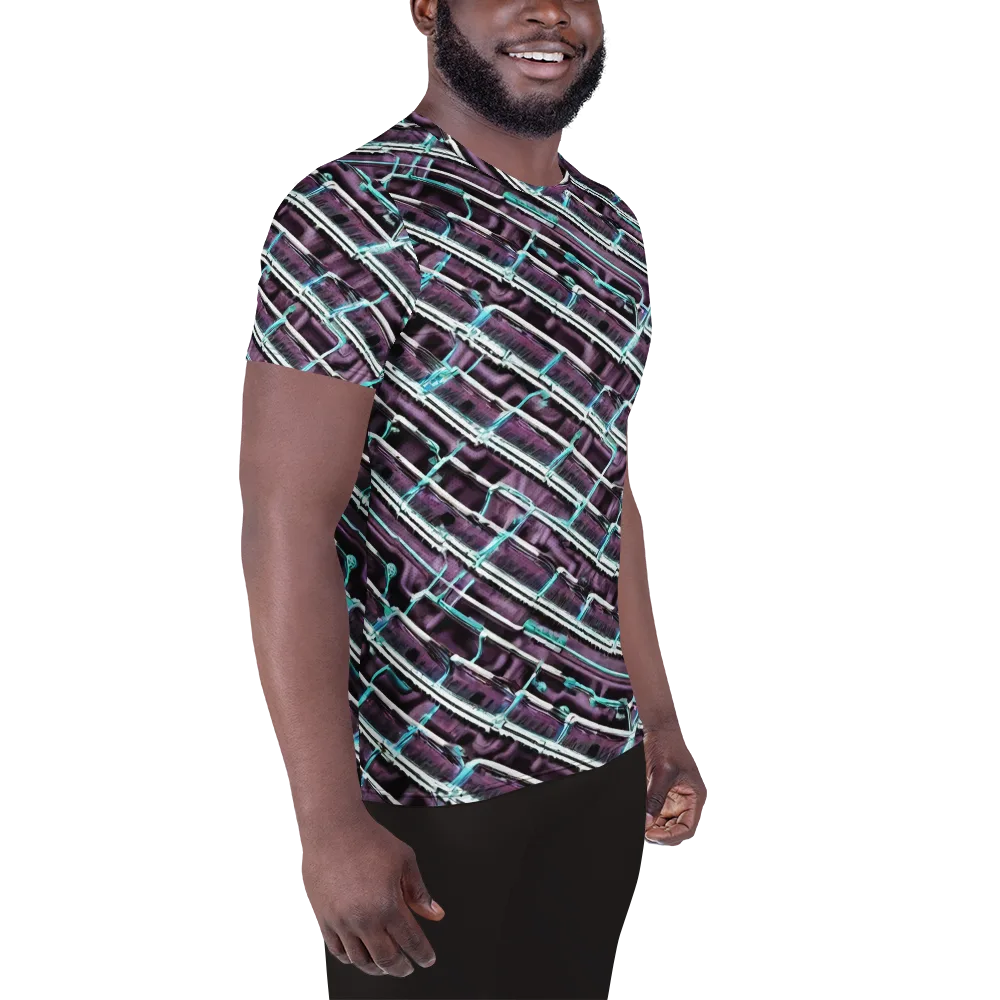 Trendy, Fashionable, Optical Illusion on Men's Athletic T-Shirt — Right