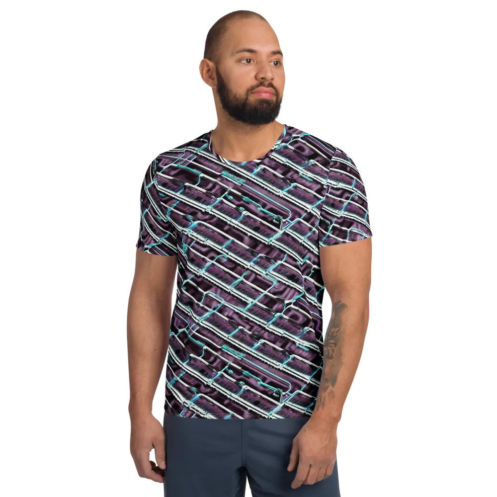Trendy, Fashionable, Optical Illusion on Men's Athletic T-Shirt — Front