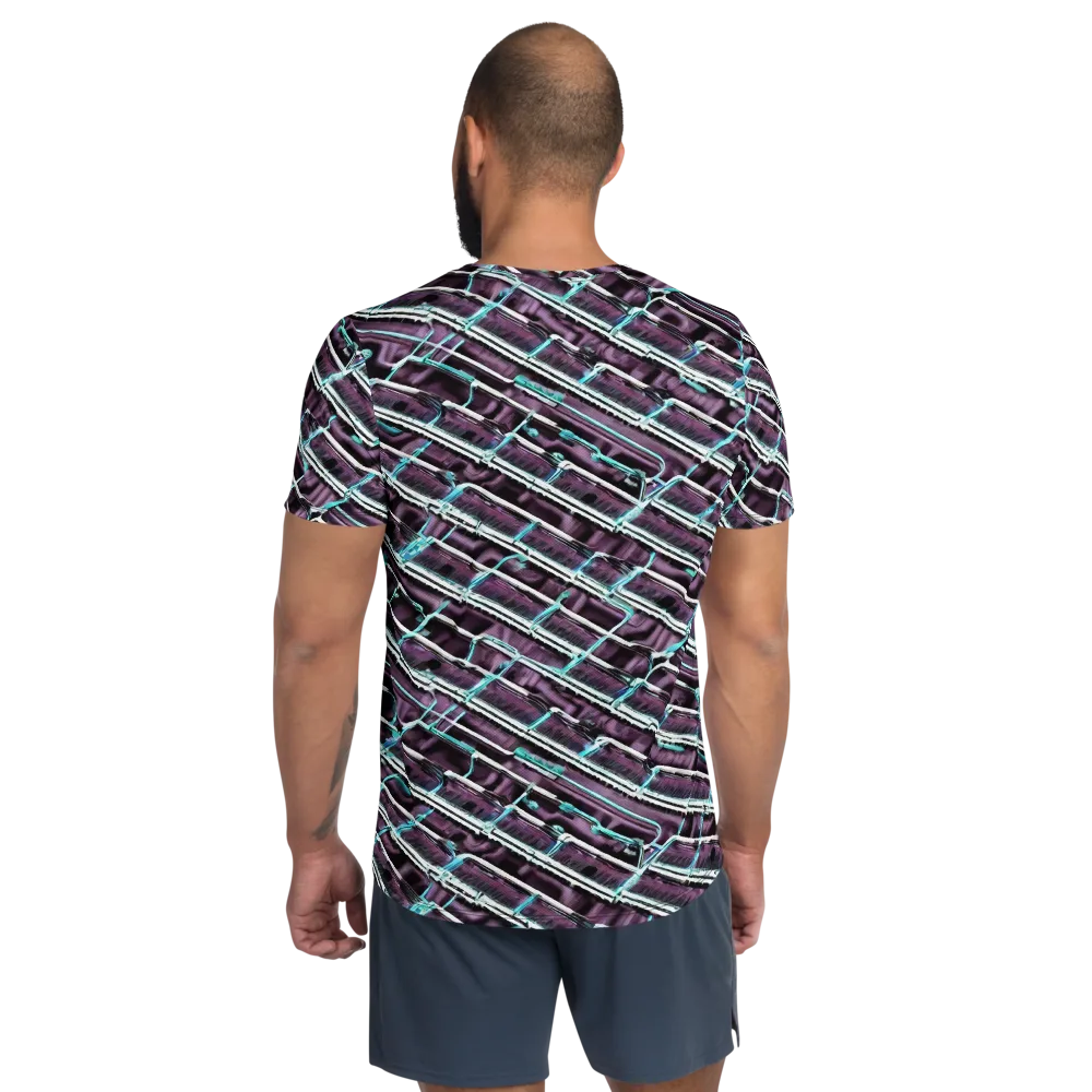 Trendy, Fashionable, Optical Illusion on Men's Athletic T-Shirt — Back
