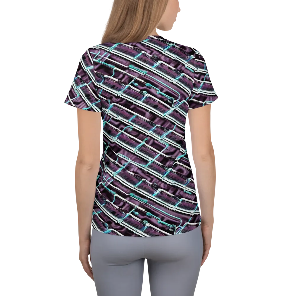 Trendy, Fashionable, Optical Illusion on Women's Athletic T-Shirt — Back
