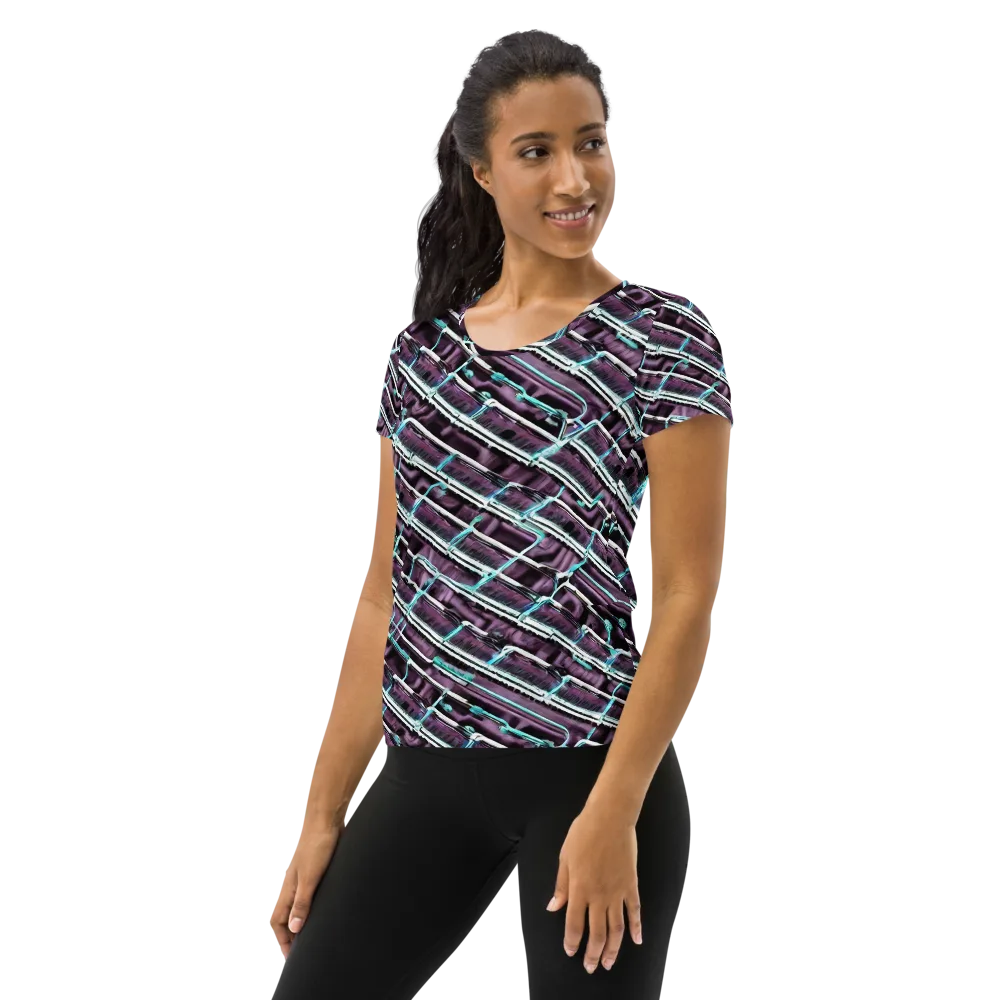 Trendy, Fashionable, Optical Illusion on Women's Athletic T-Shirt — Left