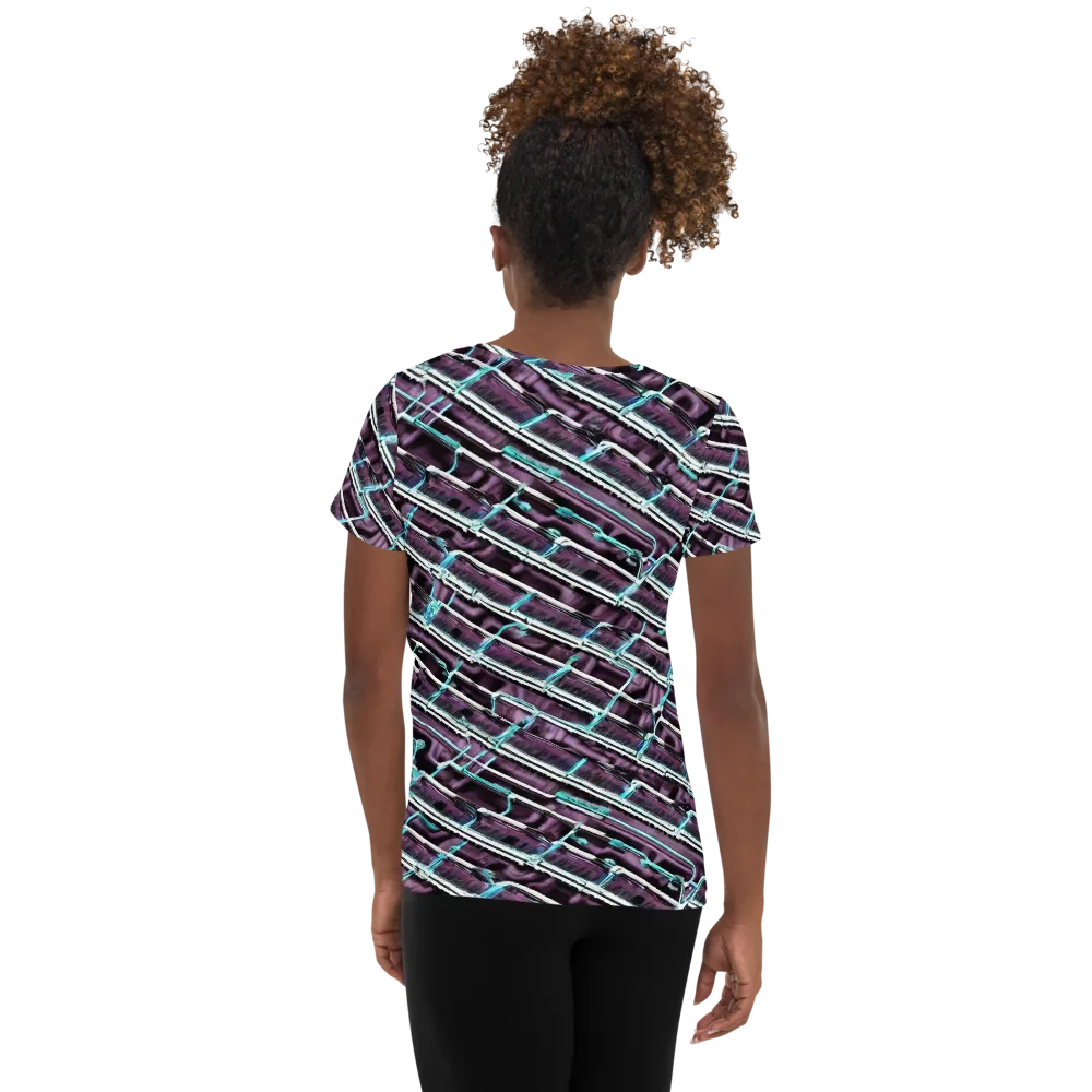 Trendy, Fashionable, Optical Illusion on Women's Athletic T-Shirt — Back