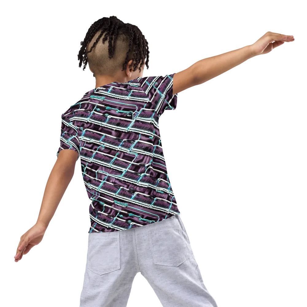 Trendy, Fashionable, Optical Illusion on Kids Crew Neck T-Shirt — Back