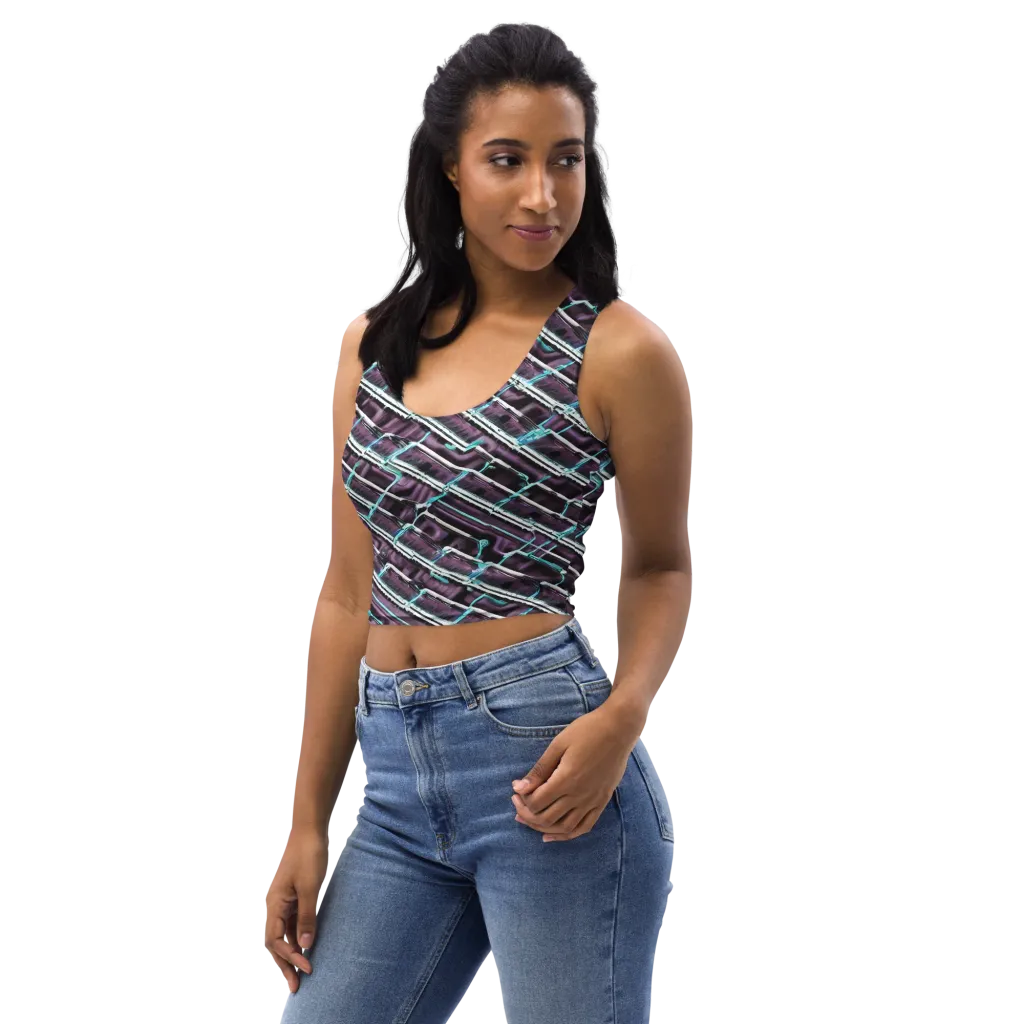 Trendy, Fashionable, Optical Illusion on Crop Top — Left Front