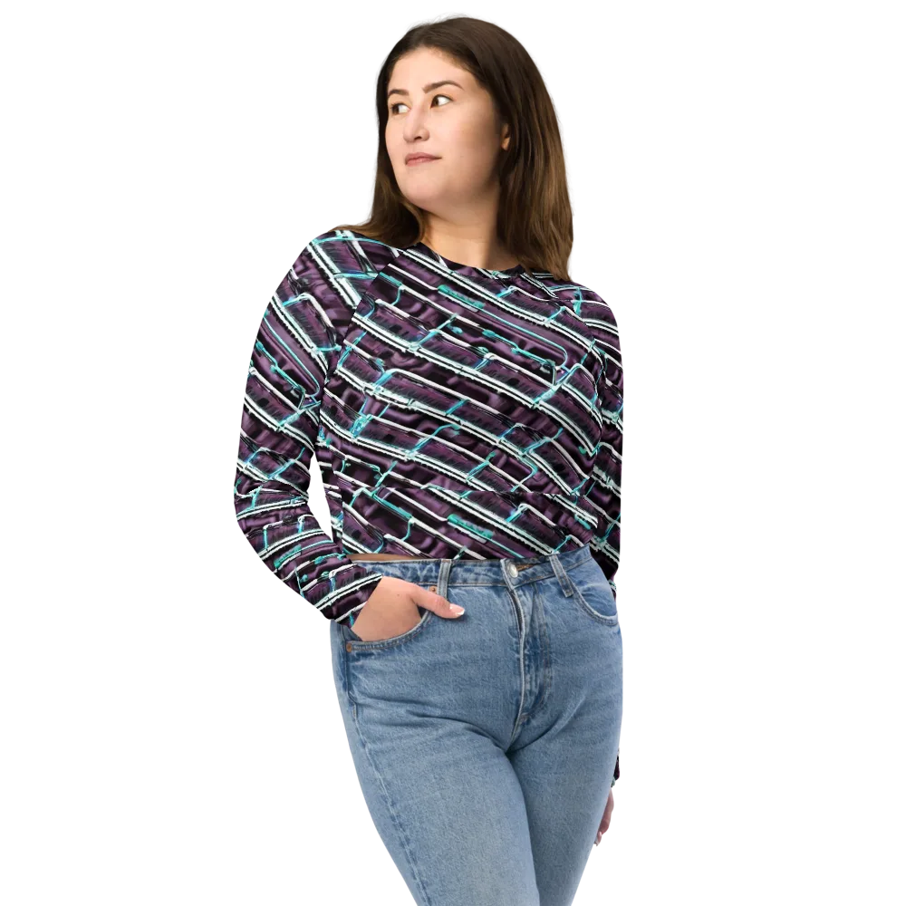 Trendy, Fashionable, Optical Illusion on Long Sleeve Crop Top — Front