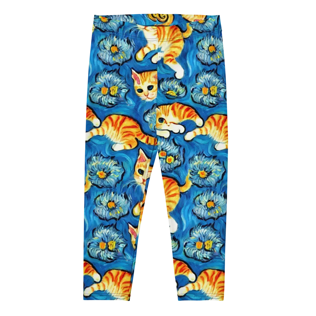 Indigo Marmalade Cats on Capri Leggings — Front