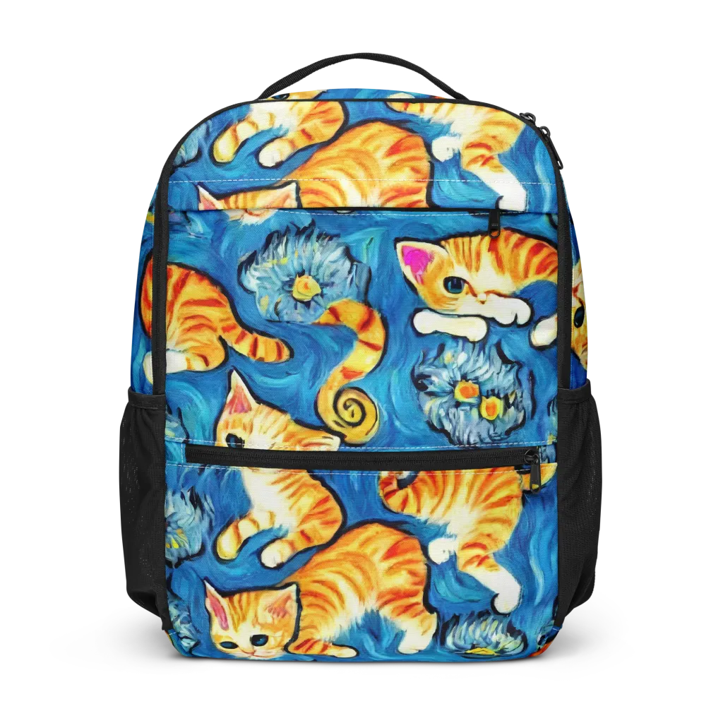 Indigo Marmalade Cats on Utility Backpack — Front