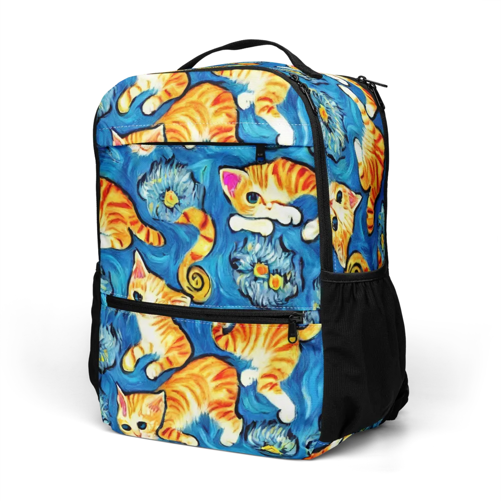 Indigo Marmalade Cats on Utility Backpack — Left Front