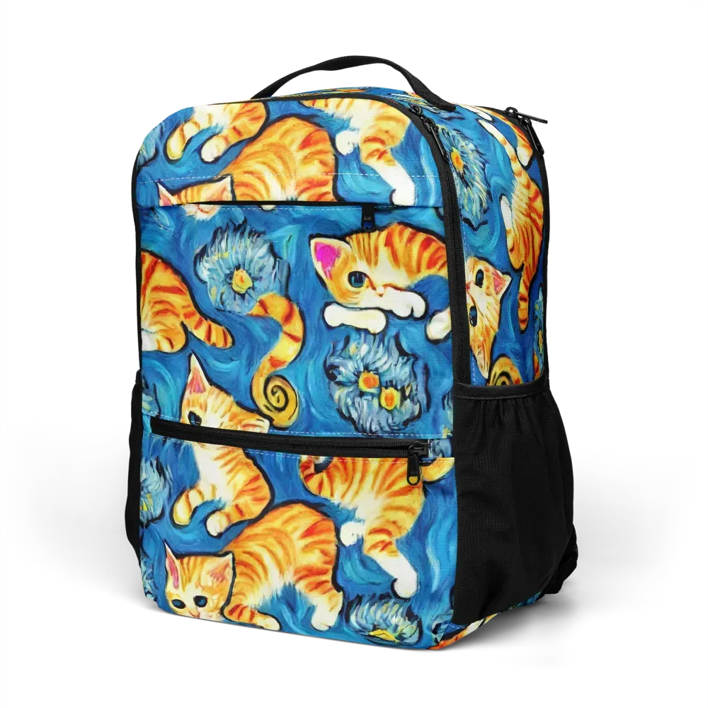 Indigo Marmalade Cats on Utility Backpack — Left Front