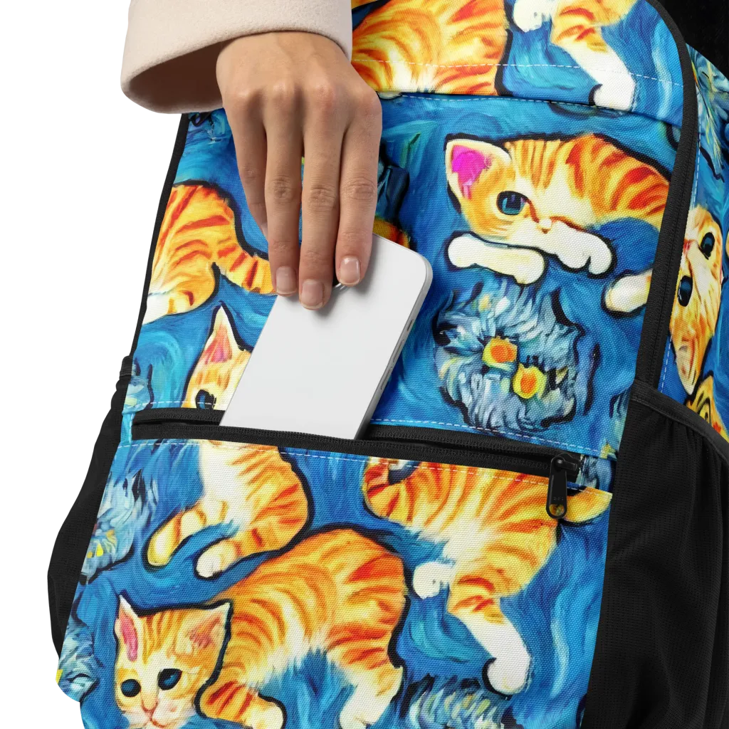 Indigo Marmalade Cats on Utility Backpack — Product details