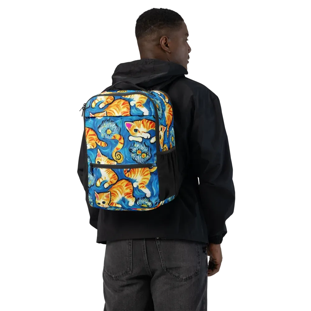 Indigo Marmalade Cats on Utility Backpack — Back
