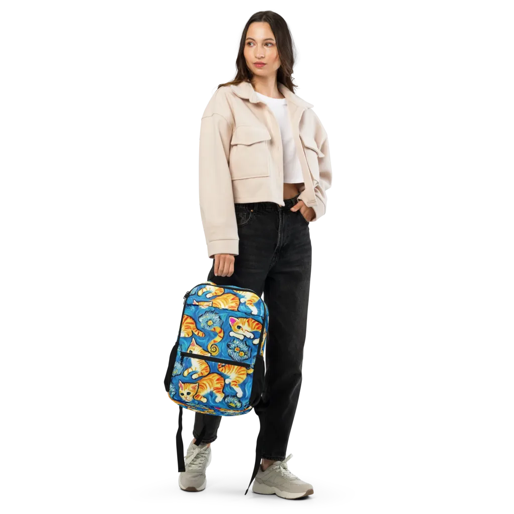 Indigo Marmalade Cats on Utility Backpack — Front