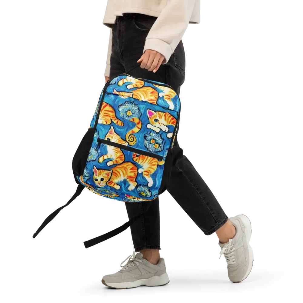 Indigo Marmalade Cats on Utility Backpack — Front