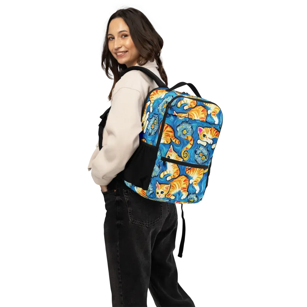 Indigo Marmalade Cats on Utility Backpack — Back