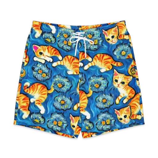 Indigo Marmalade Cats on a Men's Board Shorts