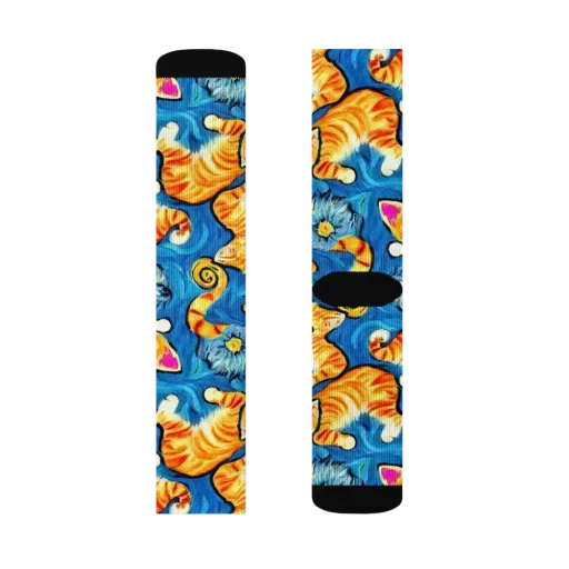 Indigo Marmalade Cats on a Socks