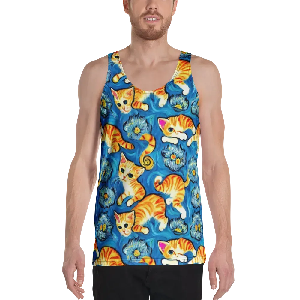 Indigo Marmalade Cats on Men's Tank Top — Front