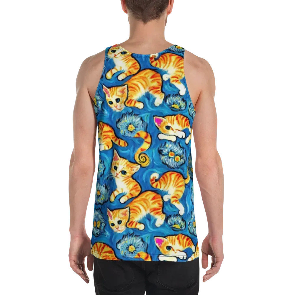 Indigo Marmalade Cats on Men's Tank Top — Back