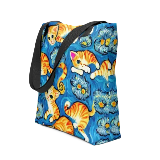 Indigo Marmalade Cats on a Tote Bag