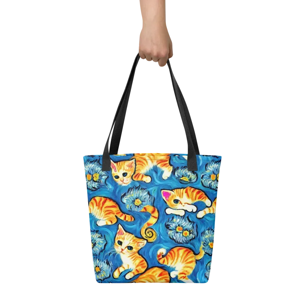 Indigo Marmalade Cats on Tote Bag — Front
