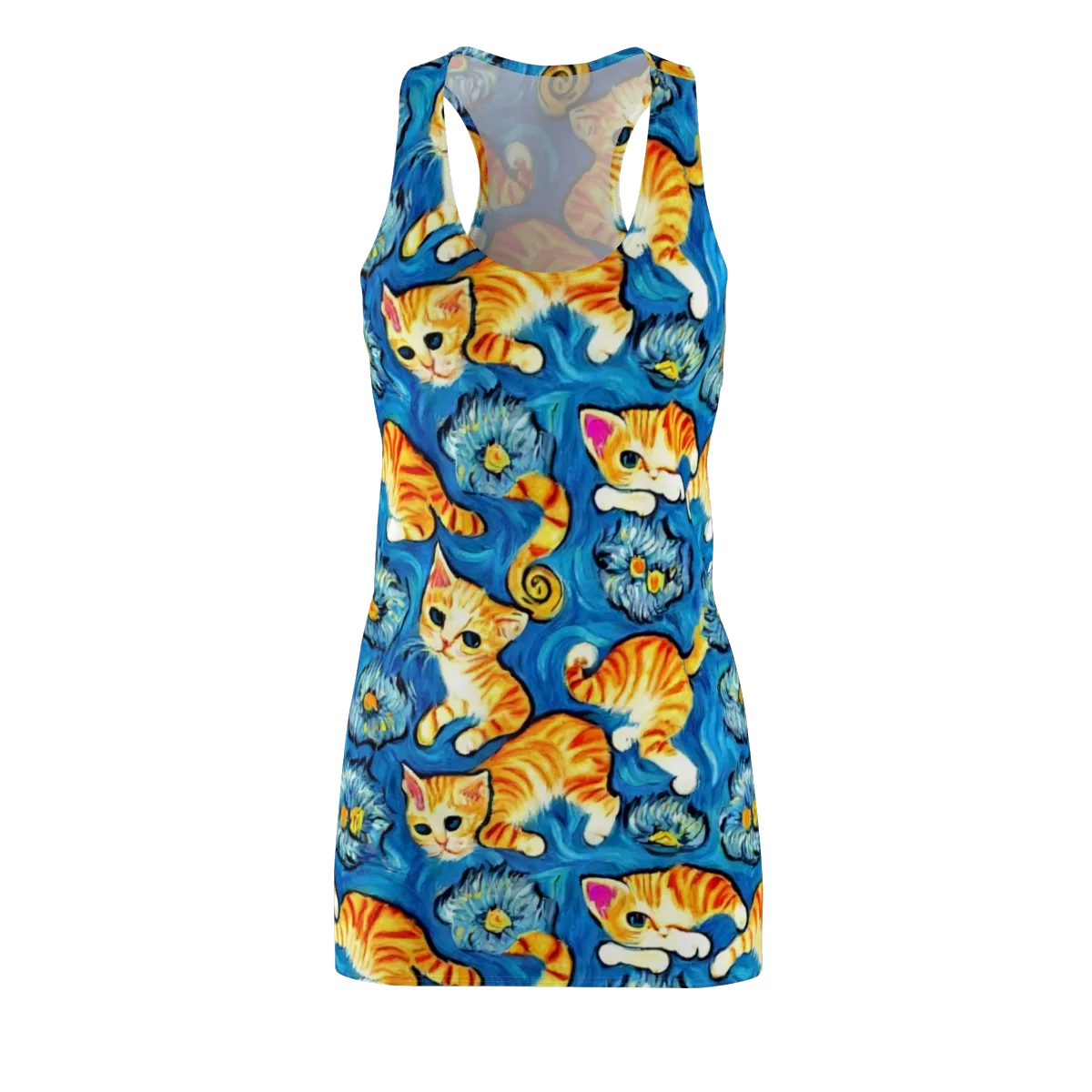 Indigo Marmalade Cats on Racerback Dress — Front
