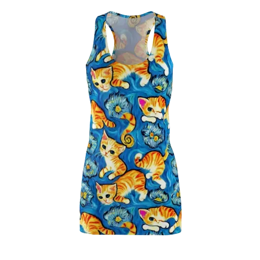 Indigo Marmalade Cats on a Racerback Dress