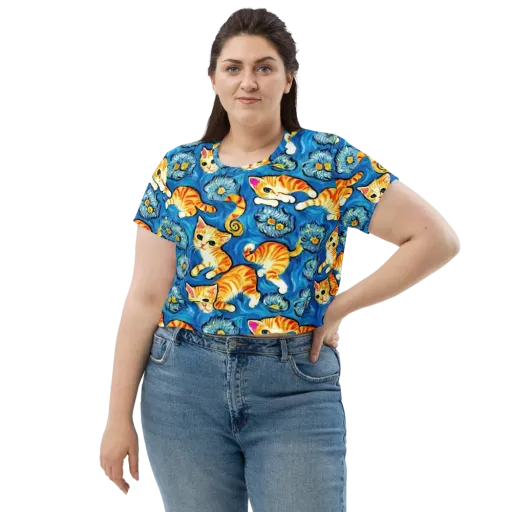 Indigo Marmalade Cats on a Crop Tee