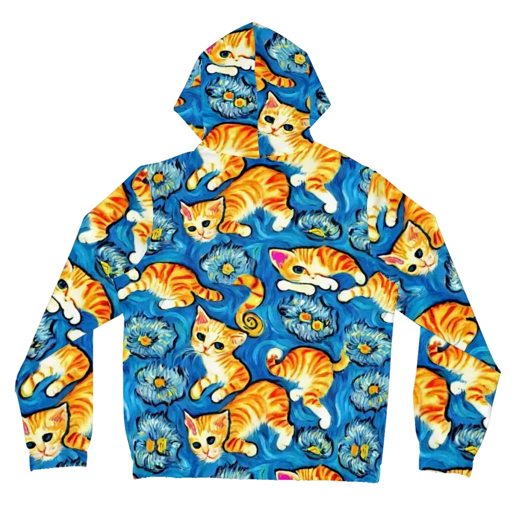 Indigo Marmalade Cats on Women's Full-Zip Hoodie — Back