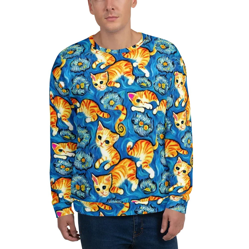 Indigo Marmalade Cats on Sweatshirt — Front