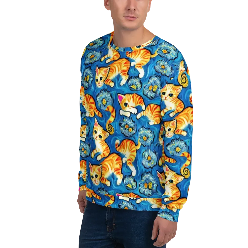 Indigo Marmalade Cats on Sweatshirt — Left Front