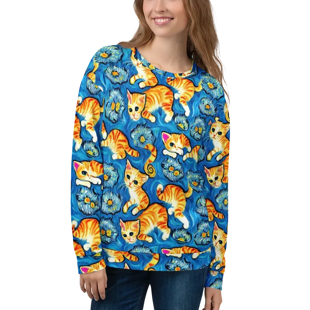 Indigo Marmalade Cats on Sweatshirt — Front